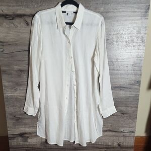 J. Jill Love Linen Tunic Button Up In Natural White